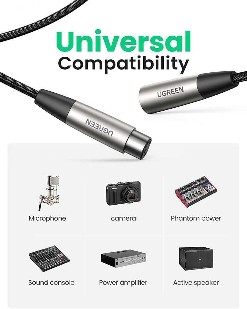 Dây Audio nối dài MIC XLR dây dù bện UGREEN AV185
