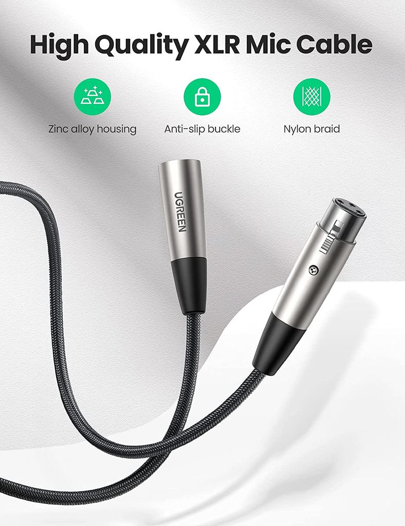 Dây Audio nối dài MIC XLR dây dù bện UGREEN AV185