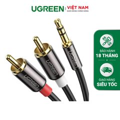 Dây Audio 3.5mm ra 2 đầu RCA (Hoa sen) dài 3M UGREEN AV116 10590