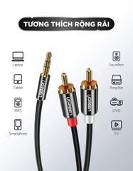 Dây Audio 3.5mm ra 2 đầu RCA (Hoa sen) dài 3M UGREEN AV116 10590