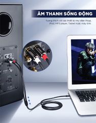 Dây cáp Audio 3.5mm ra 2 đầu RCA (Hoa sen) dài 5M UGREEN AV116 10591