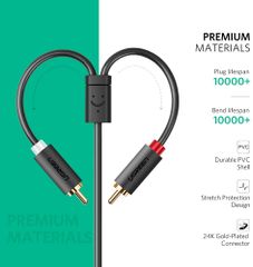 Dây chuyển đổi 3.5mm ra 2RCA (Hoa sen) UGREEN AV102 – Đầu tiếp xúc mạ vàng, dây PVC chống rối