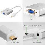 Dây chuyển đổi micro HDMI male to VGA female, Ugreen 40222 – dài 15cm