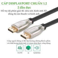 Dây DisplayPort 1.2 UGREEN DP107 – Hỗ trợ 3D 4Kx2K@60Hz