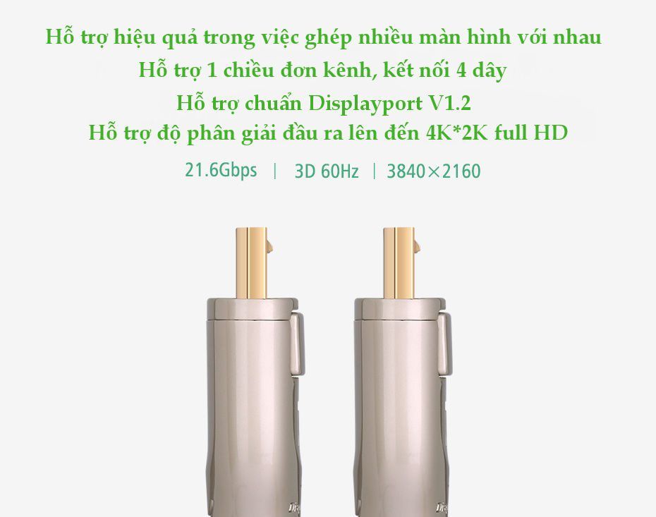 Dây DisplayPort 1.2 UGREEN DP107 – Hỗ trợ 3D 4Kx2K@60Hz