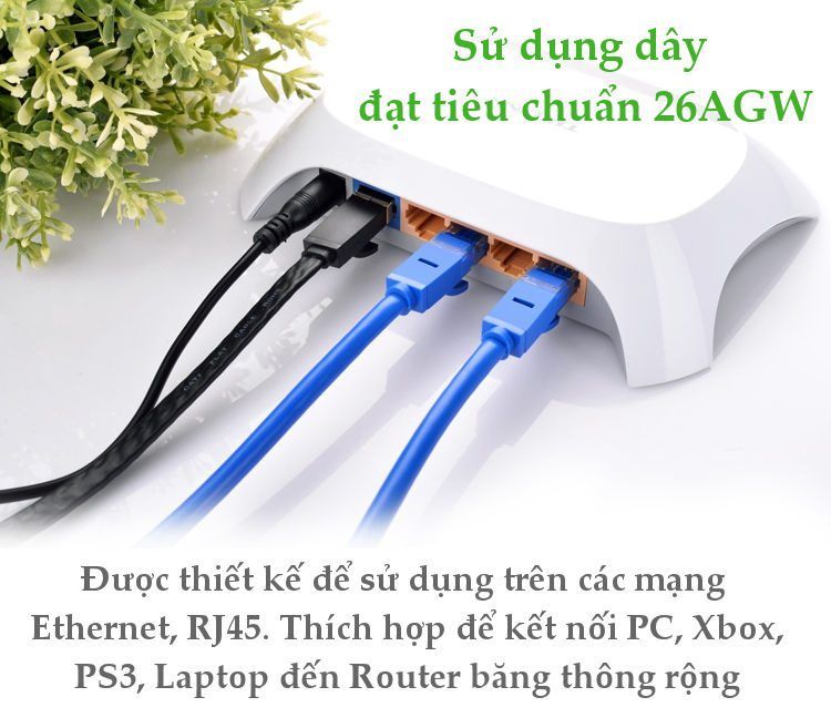 Dây cáp mạng Cat6 UGREEN NW102 cáp tròn màu xanh