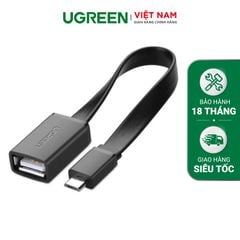 Dây Micro USB 2.0 OTG dạng dẹt dài 15cm UGREEN US126 10821 (màu đen)