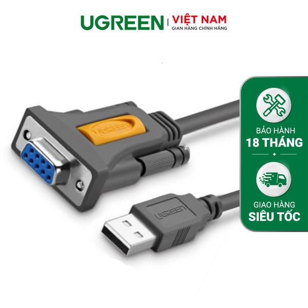 Dây cáp lập trình cổng COM USB 2.0 sang DB9 RS-232 UGREEN CR104