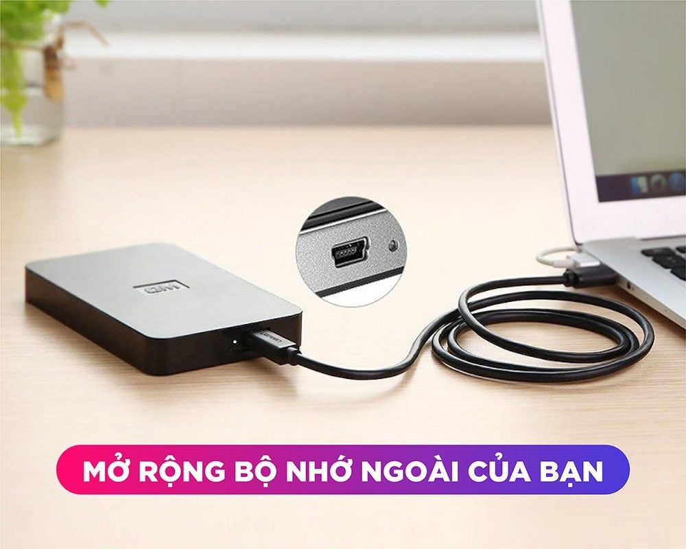 Dây cáp chuyển USB sang Mini USB đầu mạ vàng UGREEN US132