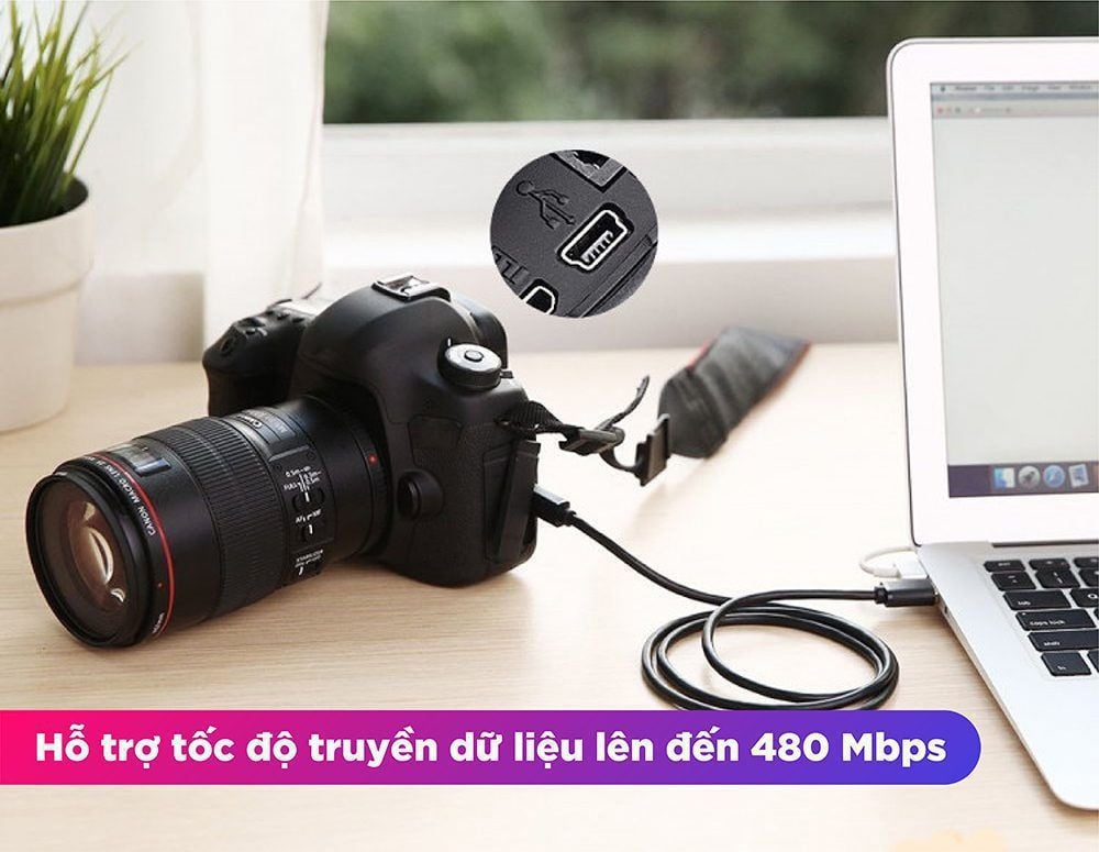 Dây cáp chuyển USB sang Mini USB đầu mạ vàng UGREEN US132