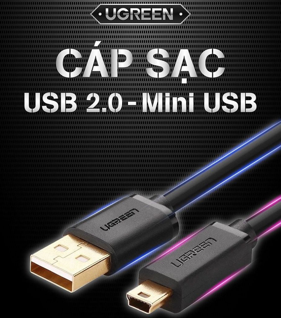 Dây cáp chuyển USB sang Mini USB đầu mạ vàng UGREEN US132