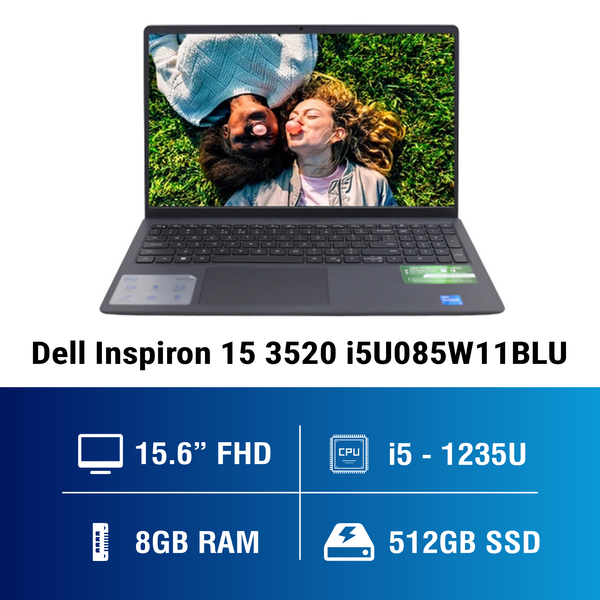 Laptop - Máy tính xách tay Dell Inspiron 15 3520 i5U085W11BLU (Core i5-1235U/8GB/512GB/Intel UHD/15.6 inch FHD/Win 11/Office/Đen)