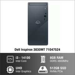Máy tính để bàn đồng bộ PC Dell Inspiron 3030MT 71047524 (I3 14100/ 8GB/ 512GB SSD/ Wifi + BT/ Win11/ Key/ Mouse/ 1Y)