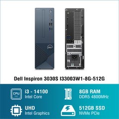Máy tính để bàn đồng bộ PC Dell Inspiron 3030S I33003W1-8G-512G (i3 14100/ 8GB/ 512GB SSD/ Wifi + BT/ Key/ Mouse/ Win11/ 1Y)