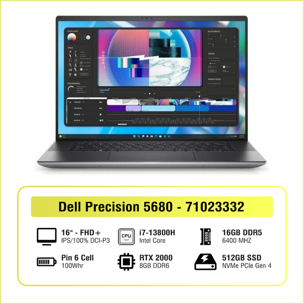 Laptop - Máy tính xách tay Dell Mobile Precision Workstation 5680, i7-13800H, 16GB, 512GB SSD, RTX2000 Ada 8GB, 16