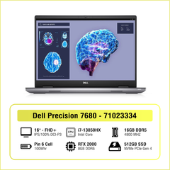 Laptop - Máy tính xách tay Dell Mobile Precision Workstation 7680, i7-13850HX, 16GB, 512GB SSD, RTX2000 Ada 8GB, 16