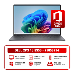 Laptop - Máy tính xách tay Dell XPS 13 9350, Ultra 5-226V, 16GB, 1TB SSD,  Intel Arc graphics, 13.4