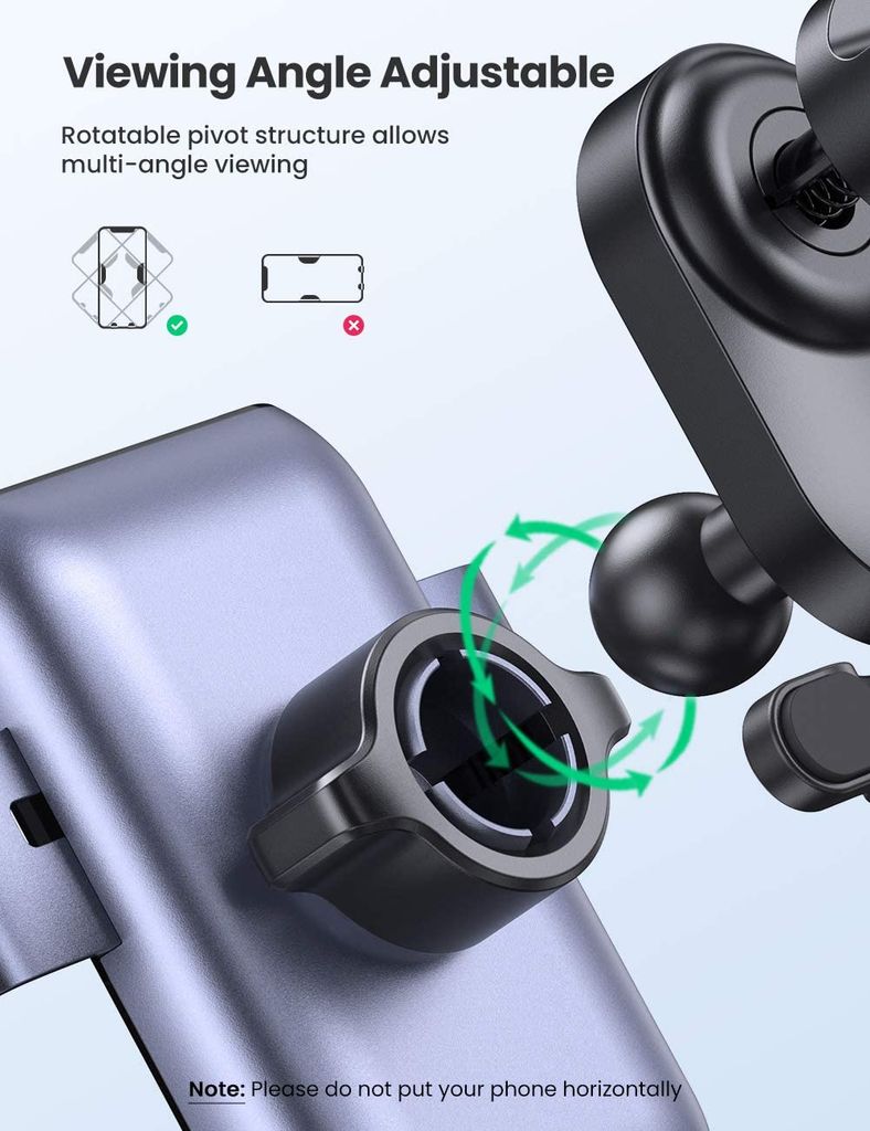 Giá đỡ điện thoại UGREEN LP148 Cắm khe gió điều, kích thước từ 4.7 đến 6 inch