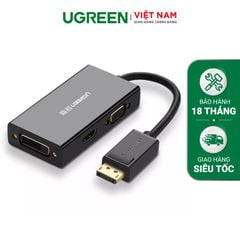 Cáp chuyển đổi đa năng 1 trong 3 từ Displayport đầu đực sang HDMI + VGA + DVI-D (24+1) đầu cái UGREEN DP110 20420