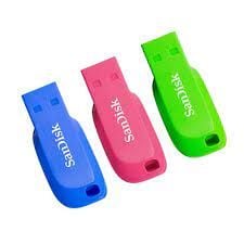 SanDisk Cruzer Blade USB Flash Drive  CZ50 -32GB -  Blue/ Pink/ Green (SDCZ50C-032G-B46T)