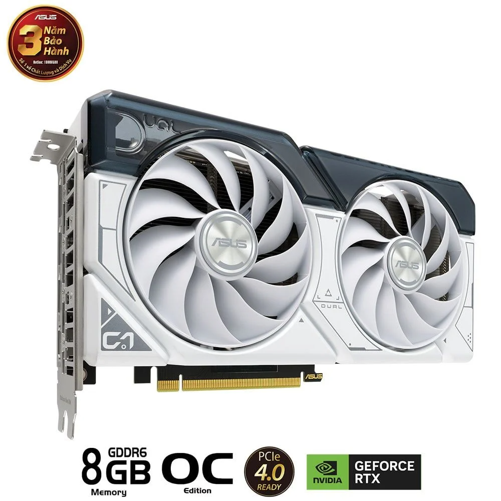 Card màn hình ASUS Dual GeForce RTX 4060 WHITE OC Edition 8GB (DUAL-RTX4060-O8G-WHITE)