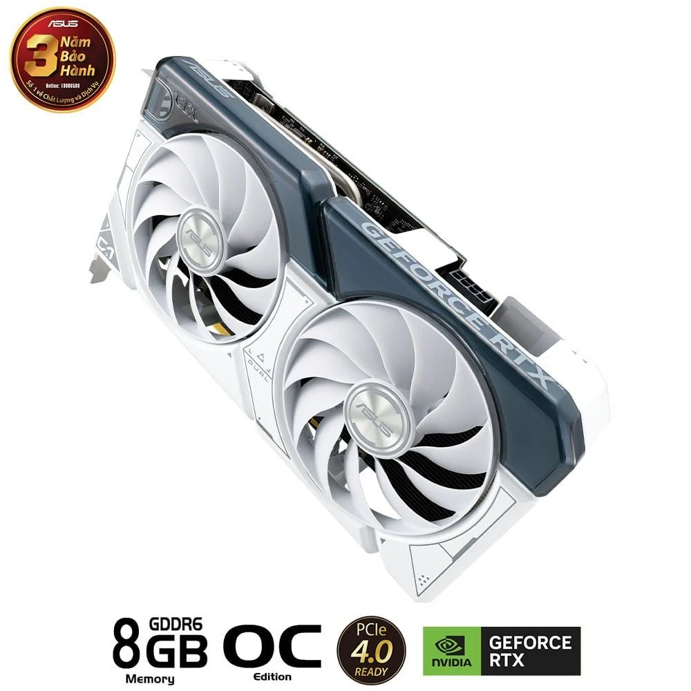 Card màn hình ASUS Dual GeForce RTX 4060 WHITE OC Edition 8GB (DUAL-RTX4060-O8G-WHITE)