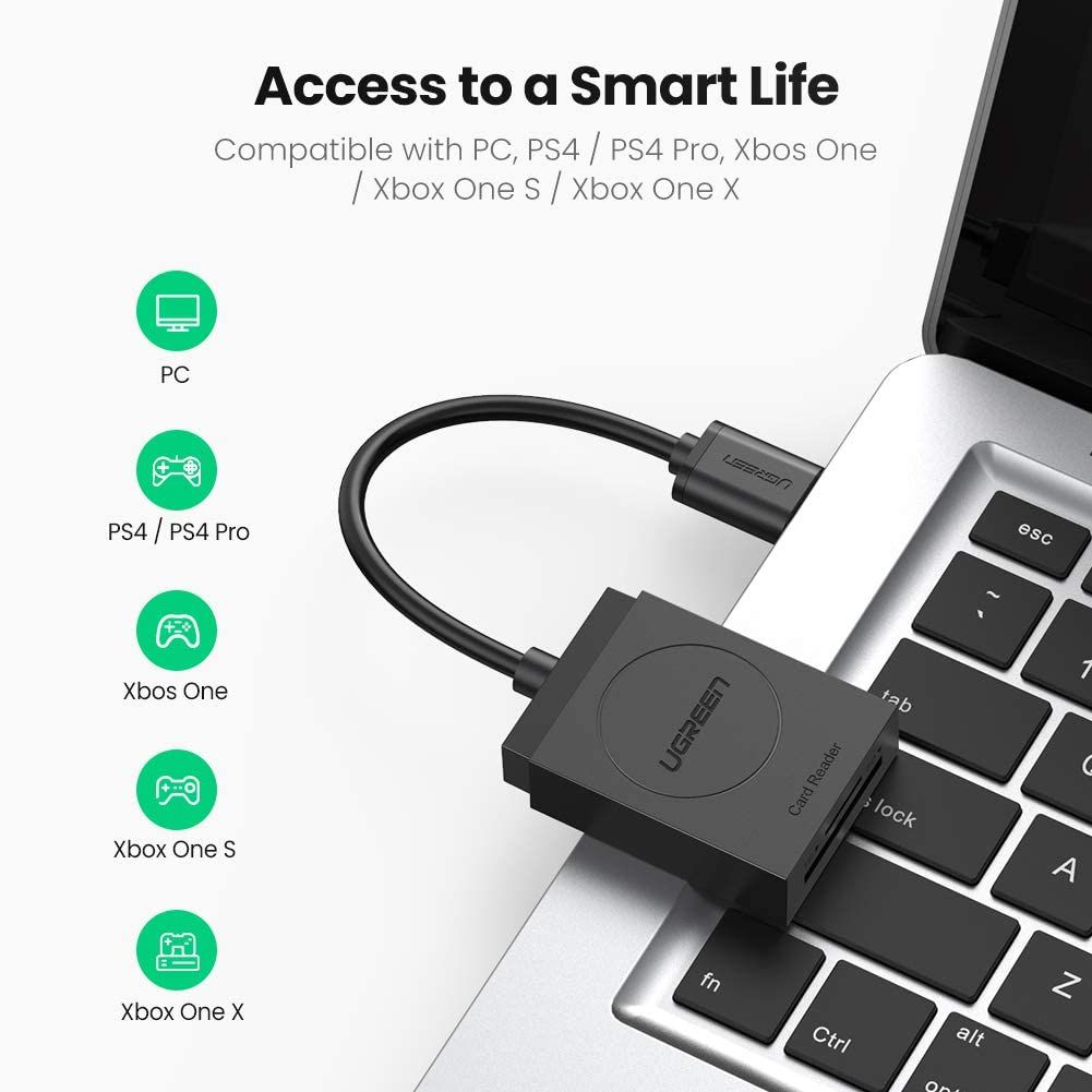 Đầu đọc thẻ UGREEN CR127 hỗ trợ thẻ TF và SD đầu vào USB 3.0
