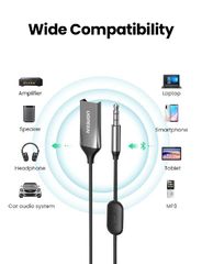 Bộ thu Bluetooth 5.0 UGREEN CM309 70603 – Bluetooth 5.0, dây lò xo tiện lợi, chống rối – Vỏ hợp kim