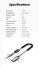 Bộ thu Bluetooth 5.0 UGREEN CM309 70603 – Bluetooth 5.0, dây lò xo tiện lợi, chống rối – Vỏ hợp kim