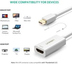 Cáp chuyển Mini DisplayPort sang HDMI hỗ trợ 4K UGREEN MD112 hỗ trọ 4k@30hz, 2K@30hz