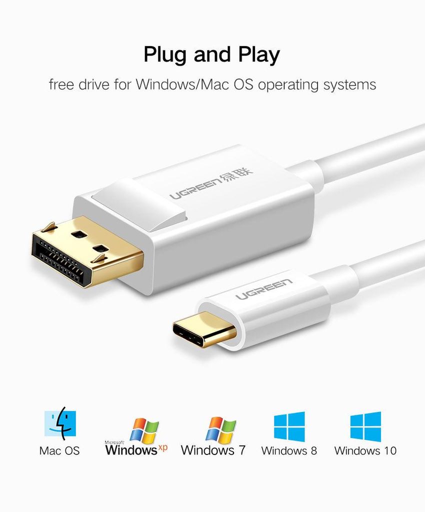 Cáp chuyển đổi Type C sang DisplayPort UGREEN MM139 – 4k 3840x2160x30Hz