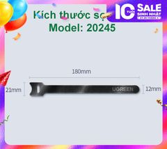 Dây dán Velcro UGREEN 20245 làm gọn dây sạc dây tai nghe dây máy tính…dài 18cm
