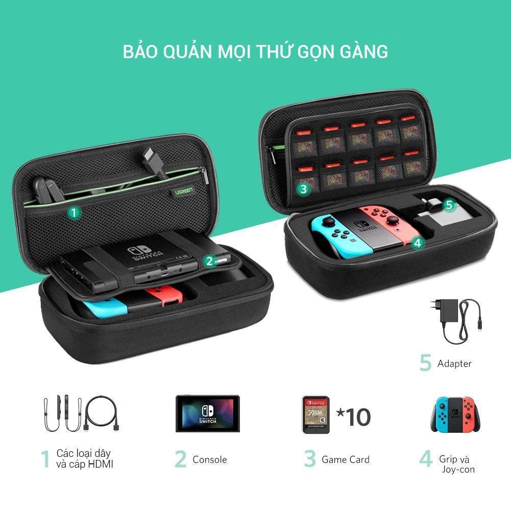 Hộp đựng máy Nintendo Switch UGREEN LP145 – Chất liệu mềm mại chống shock, chống va đập – Thiết kế quai xách, tặng kèm móc treo