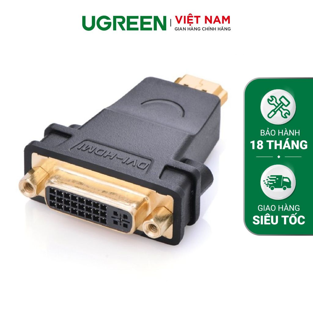 Đầu chuyển đổi HDMI đực sang DVI-I (24+5) cái mạ vàng cao cấp UGREEN 2
