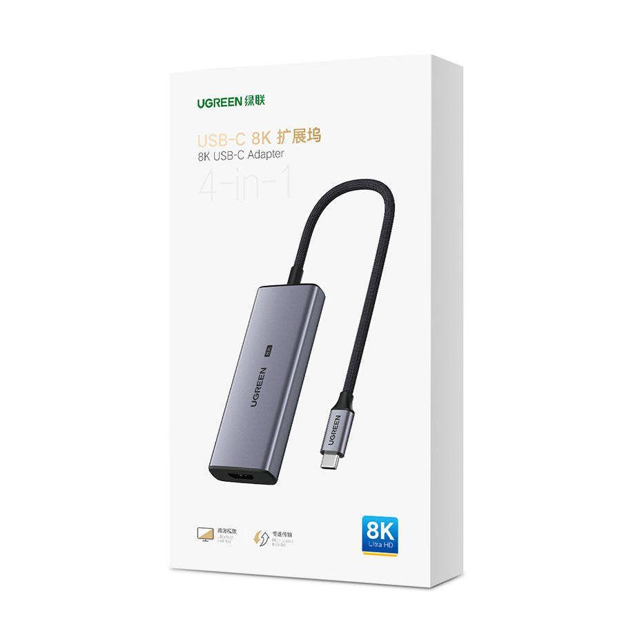 Bộ chuyển đổi USB Type C sang HDMI và USB 3.0 Ugreen CM500 50629 3*USB 3.0 A cái, HDMI 8K@30Hz,4K@120Hz