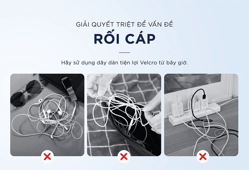 Dây dán Ugreen tiên lợi Velcro làm gọn dây sạc dây tai nghe dây máy tính Ugreen 50370