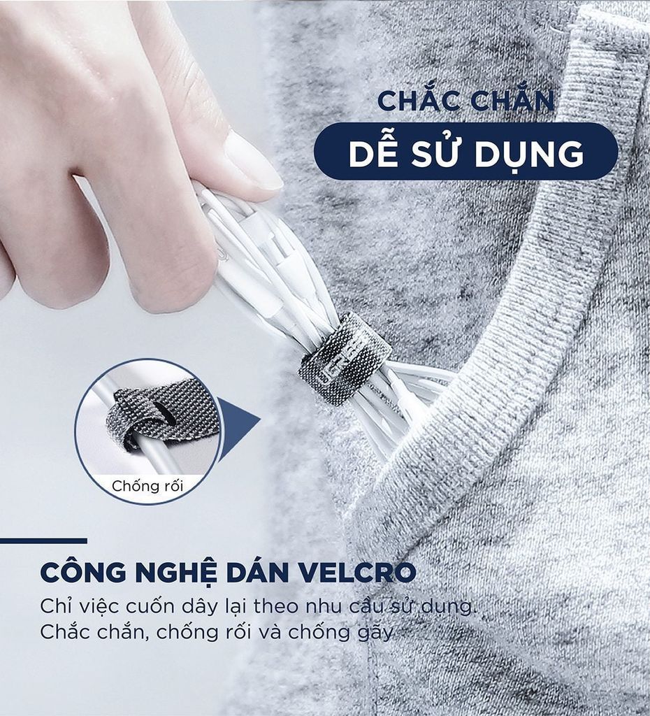 Dây dán Ugreen tiên lợi Velcro làm gọn dây sạc dây tai nghe dây máy tính Ugreen 50370