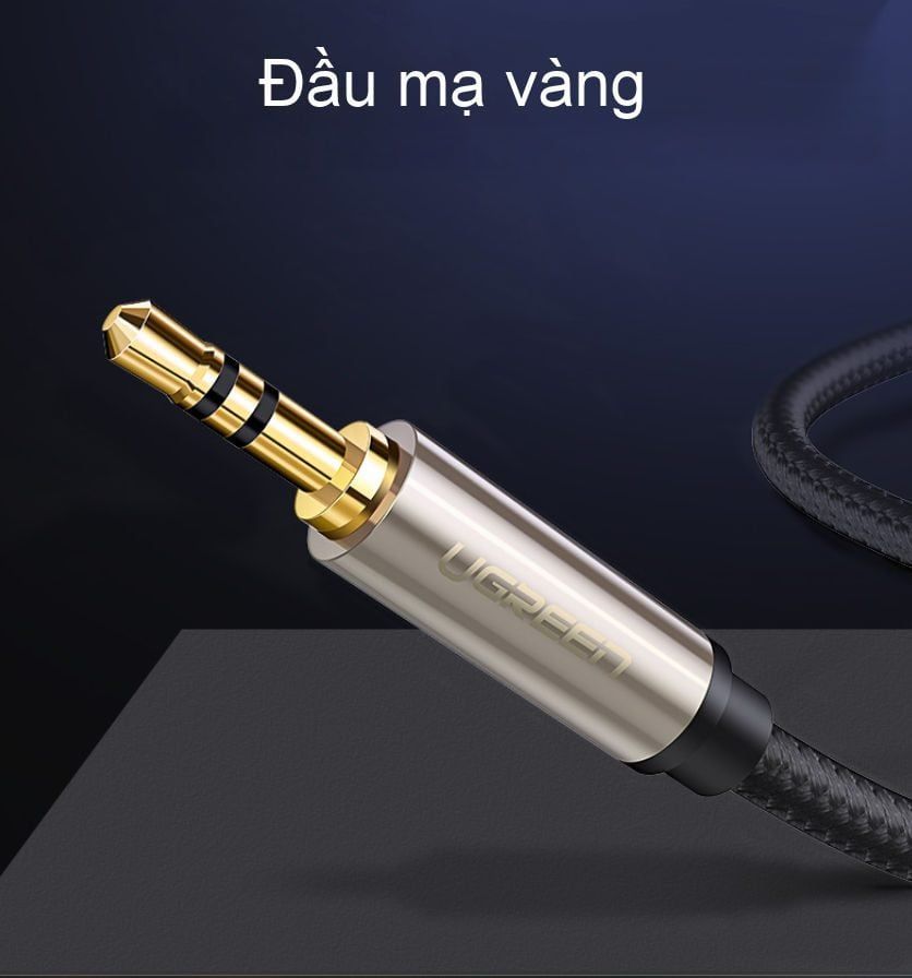 Cáp âm thanh 3.5mm ra 6.35mm UGREEN AV127 – Truyền tải âm thanh Hifi chất lượng cao – Đầu nối mạ vàng, vỏ bện chống rối