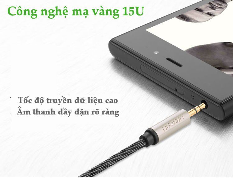 Cáp âm thanh 3.5mm ra 6.35mm UGREEN AV127 – Truyền tải âm thanh Hifi chất lượng cao – Đầu nối mạ vàng, vỏ bện chống rối