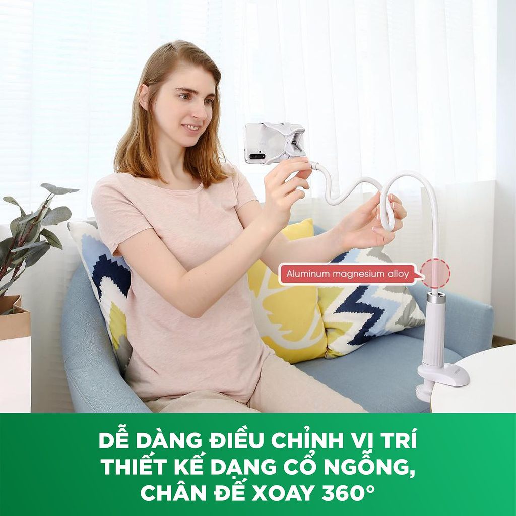 Giá đỡ điện thoại UGREEN LP113 kẹp bàn, cổ nghỗng, xoay 360 độ
