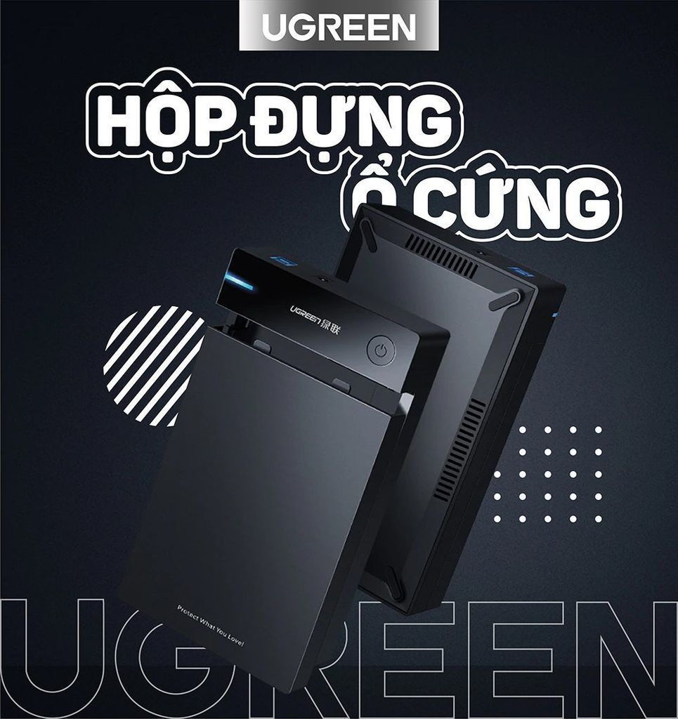 Hộp đựng ổ cứng 3.5/2.5 inch UGREEN US222 hỗ trợ 10TB