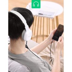 Dây âm thanh 3.5mm UGREEN AV112 Đầu vuông góc gập, vỏ bện vải sợi tổng hợp