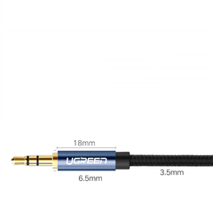 Dây âm thanh 3.5mm UGREEN AV112 Đầu vuông góc gập, vỏ bện vải sợi tổng hợp