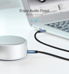 Dây âm thanh 3.5mm UGREEN AV112 Đầu vuông góc gập, vỏ bện vải sợi tổng hợp
