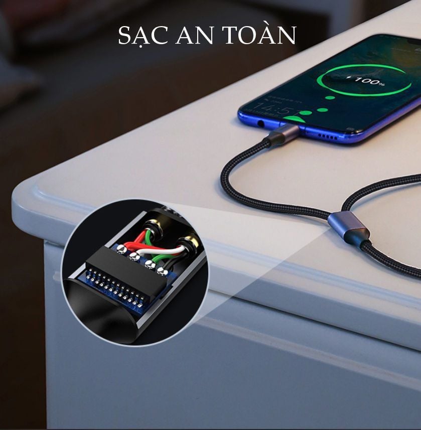 Cáp sạc nhanh 2 trong 1  UGREEN US196 – Sạc nhanh QC 3.0 2.0 cổng Micro USB và Type C