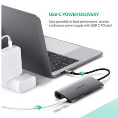 Bộ chuyển đổi USB-C sang 3 cổng USB 3.0 + HDMI + RJ45 + SD/TF Ugreen 50538
