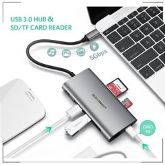 Bộ chuyển đổi Type C  ra 3 cổng USB 3.0+ HDMI + tích hợp nguồ PD Ugreen 50209