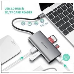 Bộ chuyển đổi 2 USB Type C sang 2xHDMI, 2xUSB3.0, 1xTF, 1xSD, 1xPD Ugreen 80548