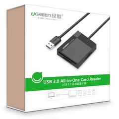 Đầu đọc thẻ USB 3.0 UGREEN CR125 Hỗ trợ thẻ TF/SD/CF/MS – Tốc độ truyền dữ liệu 5Gbps, hỗ trợ tải dung lượng lớn