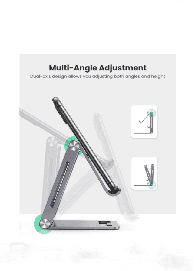 Giá đỡ điện thoại UGREEN LP263 – Khung kim loại chắn chắn, đế silicon chống trơn trượt